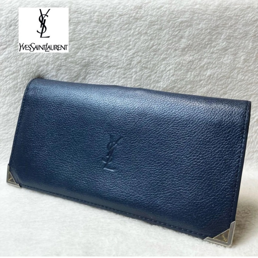 Yves Saint Laurent Dark Blue Leather Clutch